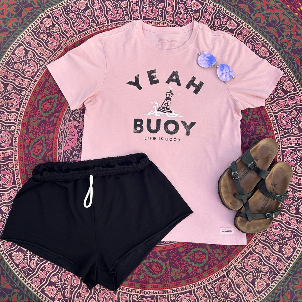 LIG Pink 'Yeah Buoy' Graphic T-Shirt Crusher Tee | Unisex M - Picture 1 of 13